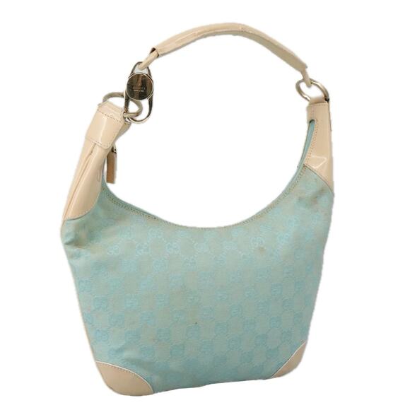 GUCCI GG Canvas Shoulder Bag Light Blue Gold 001 001 - Picture 1 of 16